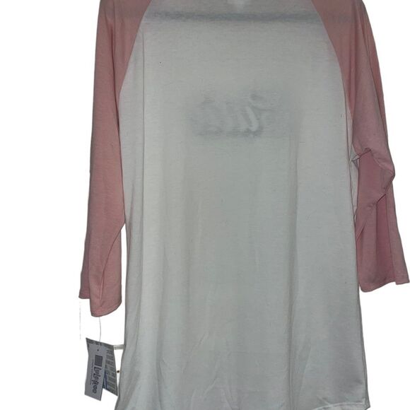 LuLaRoe Women’s XL Randy White & Pink Baseball Tee Raglan Mid-Length Sleeves - Picture 10 of 15